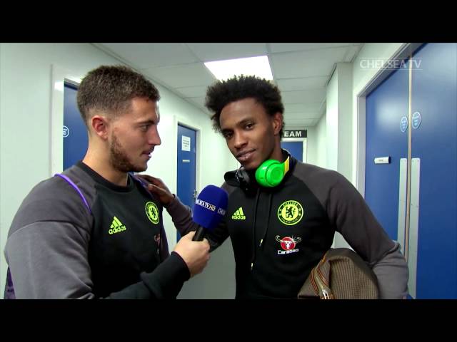 FUNNY!  PLAYERS REACT TO BEAUTIFUL GOALS: Hazard interviews Willian, Costa and Oscar