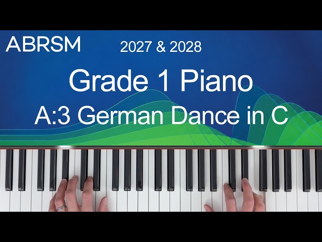 German Dance in C / ABRSM Grade 1 Piano 2027 & 2028, A:3 / Synthesia Piano tutorial + Slow Version