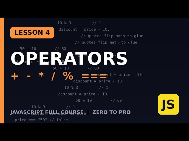 JavaScript LESSON 4:Learn Javascript OPERATORS