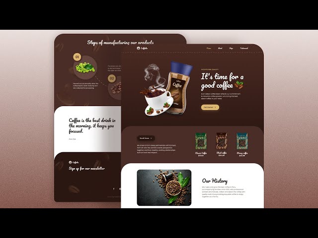 Responsive Coffee Website Design Using HTML CSS & JavaScript
