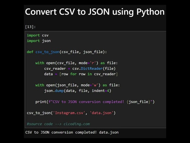 Convert CSV to JSON with Python#python #ai