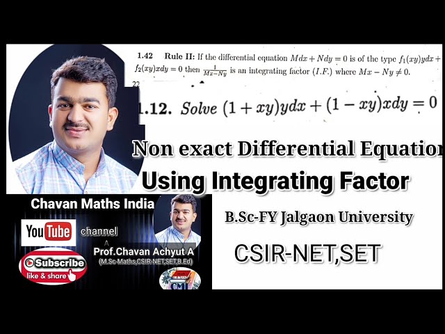 Solution Non exact Differential Equations using Integrating Factor|Rule-2||Prof.Chavan Achyut|B.ScFY