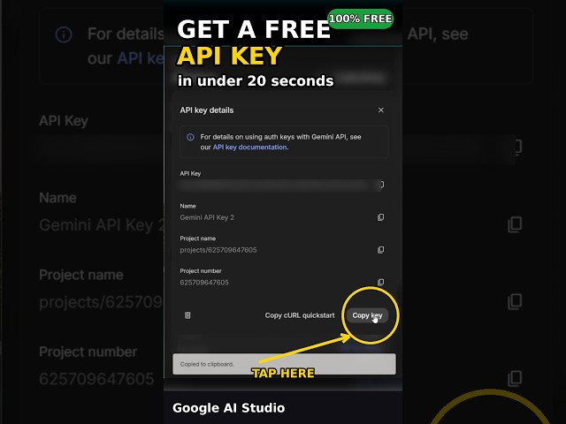 How to Get a Gemini API Key for Free (2026) #shorts #gemini #api