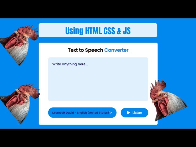 How To Make Text To Voice Converter Using JavaScript | Text To Speech Generator