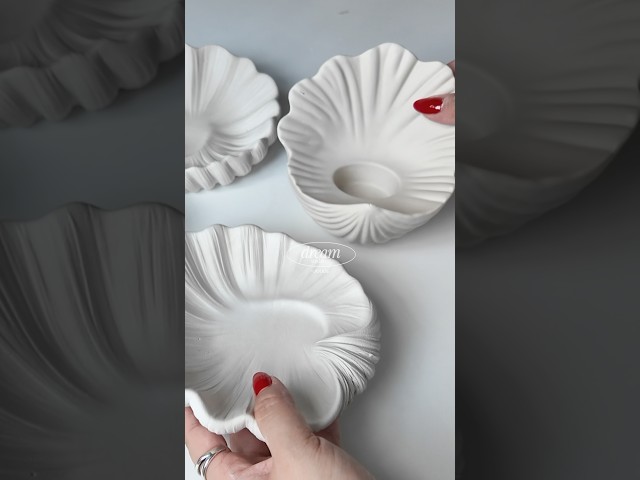 #diy shell trinket tray #plaster decor, seashell tealight candle holder Crafts at home #diydecor