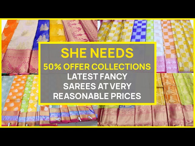 50% Offer collections Latest fancy sarees at very reasonable prices Part-3 #sheneeds #dilsukhnagar