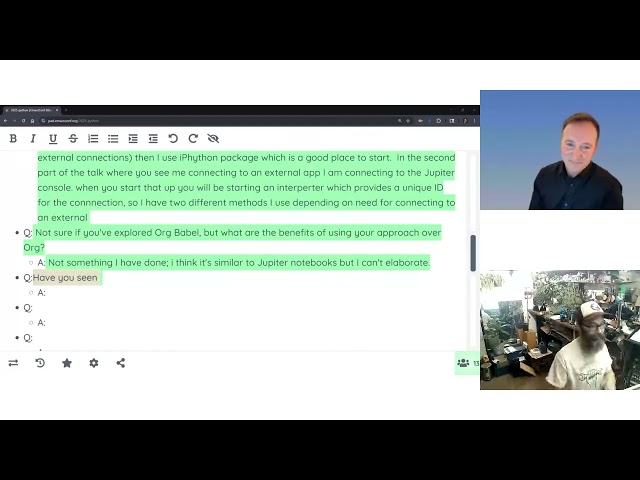 EmacsConf 2025 Q&A: Interactive Python programming in Emacs - David Vujic (he/him)