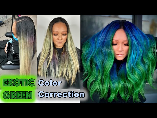 Exotic Green Hair Color Correction