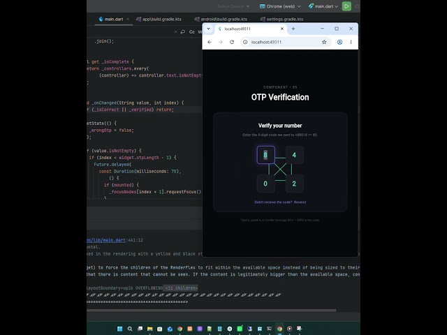 Flutter OTP Verification UI Animation | 4-Digit OTP Input & Success Effect #flutter