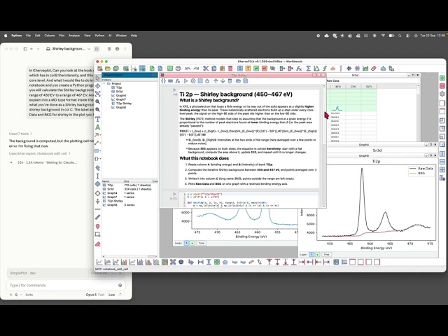 Vibe Plotting in KhervePlot, an 𝐎𝐫𝐢𝐠𝐢𝐧-like app you drive with AI (XPS Ti 2p fit)