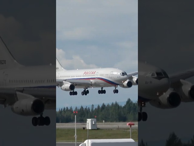 Russian delegation arrives in Anchorage aboard an Ilyushin IL-96 for the Trump-Putin summit