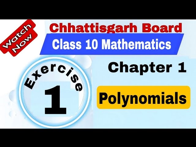 Chhattisgarh Board Class 10 Maths | Chapter 1 | Exercise 1 | Polynomials