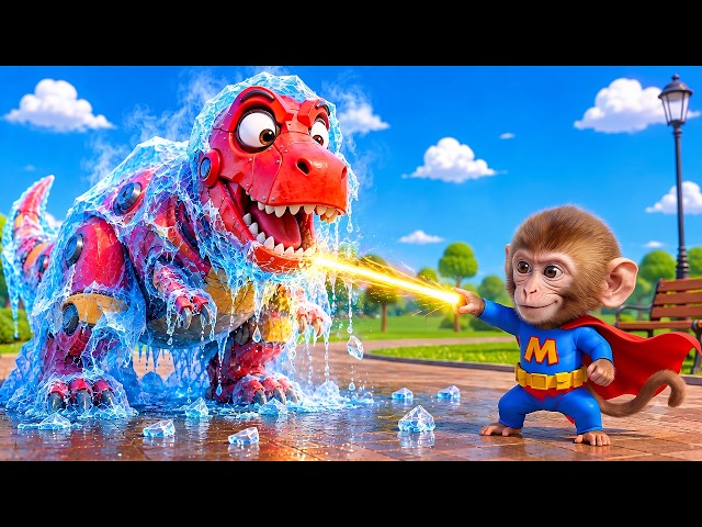 Superhero Song | Superhero Monkey Saves T-rex Robot in the Park | Nursery Rhymes & Kids Songs