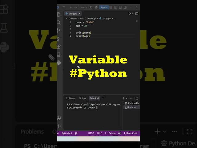 Python Variables in 30 Seconds! ⚡🐍 #Shorts #robotics