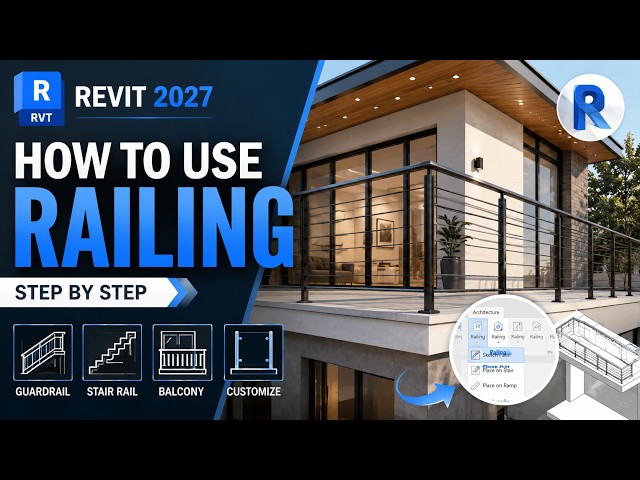 How to Use Railing in Revit 2027 | Complete Beginner Tutorial (Step-by-Step)