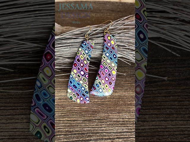 Rainbow Earrings with a Polymer Clay Mod Cane