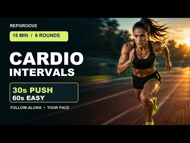 15 Min Cardio Interval Workout Music | 30s Push / 60s Easy | RepGroove #005