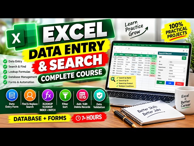 Excel Data Entry & Search System | Complete Practical Course | Forms, Search & Database