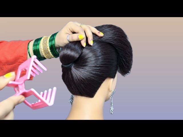 Simple Easy Bun Hairstyles For Medium Long Hair/ 2 Minute Hairstyle Tutorials /Easy Bun W Clutcher 