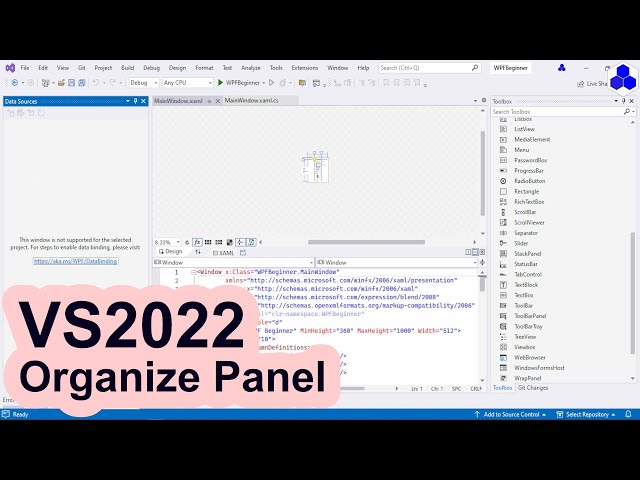 Organize Panels on VS2022