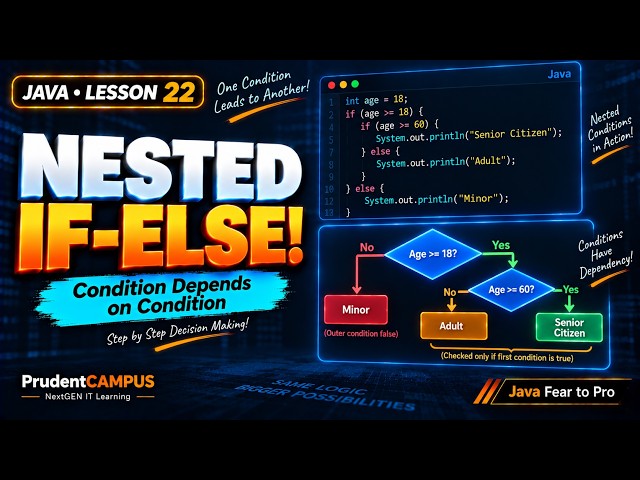 22 - Nested if else in Java | Dependency of Conditions Explained Simply | @PrudentCAMPUS