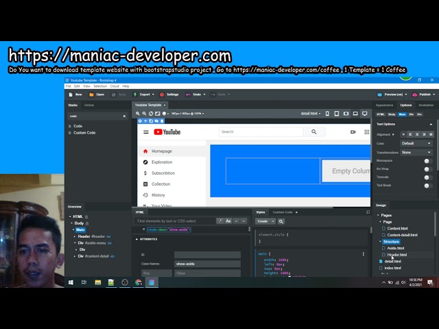 Create Youtube Template With Bootstrapstudio - Step 4 (Detail Video)