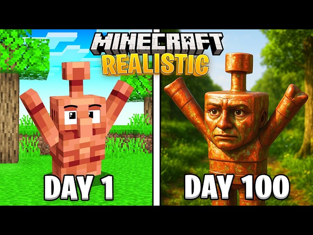 I Survived 100 Days in REALISTIC Minecraft