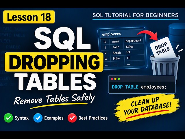 🚀 SQL Lesson 18: Dropping Tables in SQL | SQL Tutorial for Beginners