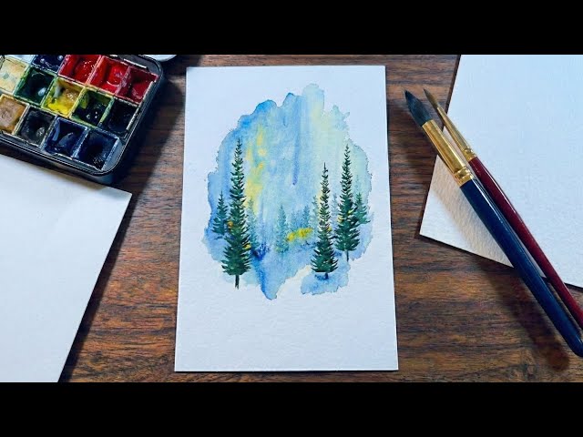 Paint a Dreamy Watercolor Landscape with ONLY 2 Colors (Beginner Friendly!)