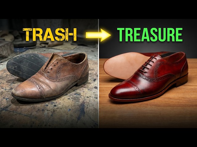 Restoring Destroyed Leather Shoes to Brand New | Satisfying Restoration