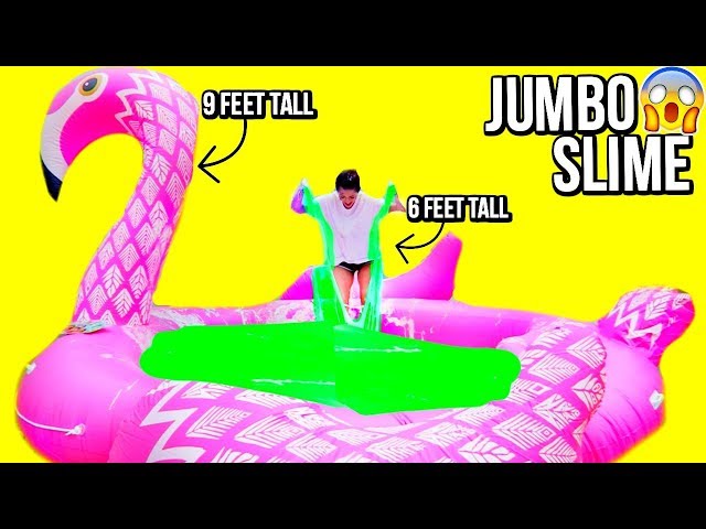 MAKING 20 GALLONS OF SLIME IN FLAMINGO!! life size 9 foot tall flamingo slime (omg)