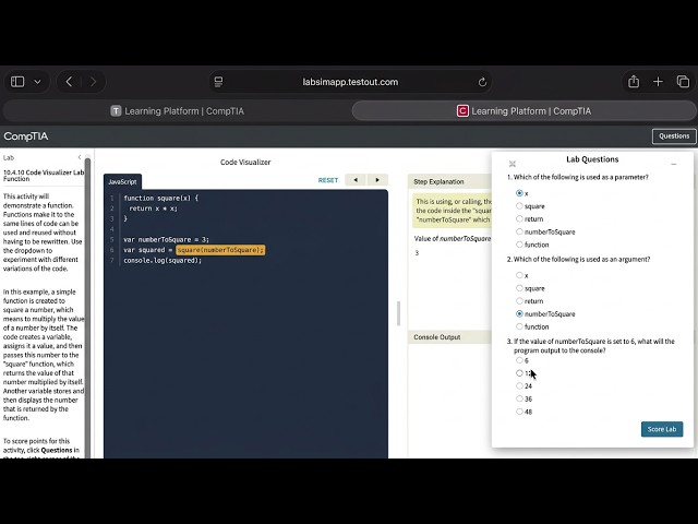 CompTIA |LAB 10.4.10 Code Visualizer Lab: Function| IT Fundamentals