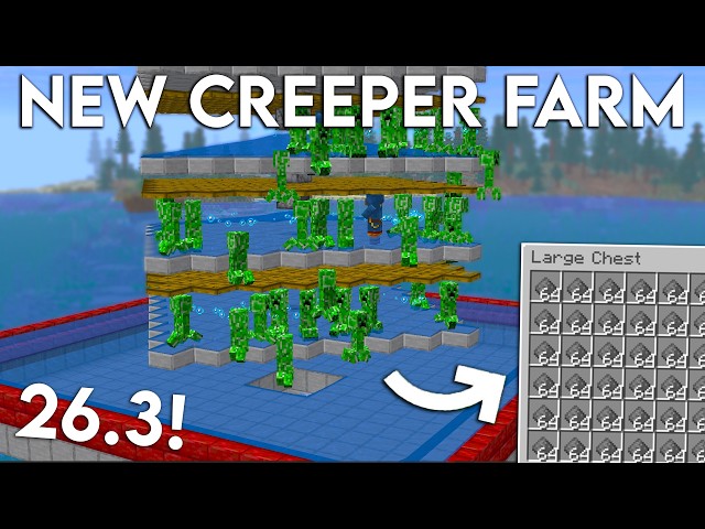 NEW UPDATED Minecraft Java 26.3 CREEPER FARM TUTORIAL (Without Cats)