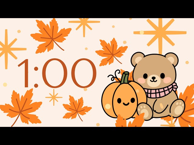 🍁✨ fall cute and cozy 1 one minute countdown timer ✨🍁 with calm ambient music for classroom