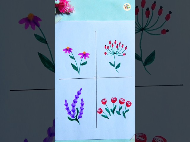 4 Beautiful Flower Paintings 🌸 | Easy & Creative Art #Shorts #art #drawing #painting
