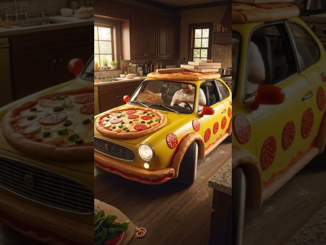 Pizza car drift #pizzalover #pizzarecipe #pizzacar #DreamScreenAI