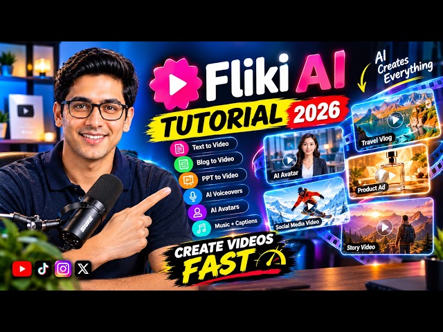 🔥 Fliki AI Tutorial 2026: Turn Text, Blog & PPT Into Videos with AI