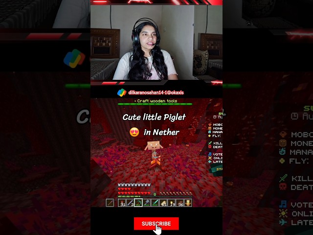 Found a cute little Piglet in Nether in Minecraft Game 🎮 #gaming #minecraft #game  #reaction