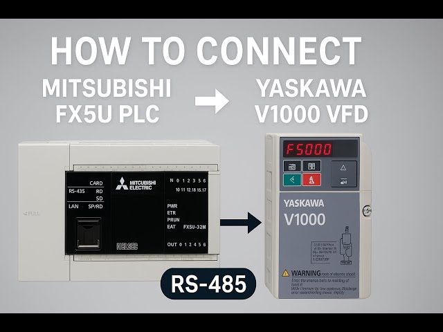 How to Connect Mitsubishi FX5U PLC with Yaskawa V1000 VFD using RS 485
