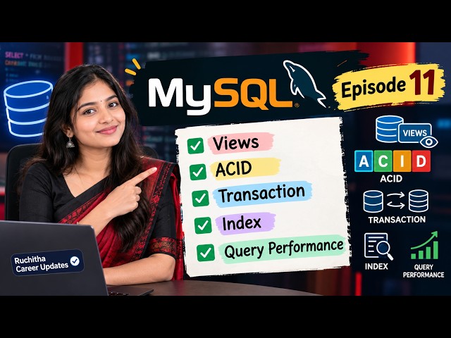MySQL Episode 11 | Views, ACID, Transactions, Indexes & Query Performance Explained