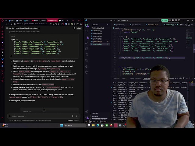 Day 178 | Studying in the Hood | Python - 2 |Claude teaching me Python