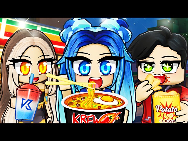 We Ate ONLY Korean Convenience Store Food for 24 HOURS in Roblox!