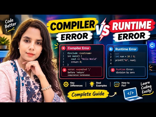 Compiler Error vs Runtime Error Explained with Examples #CompilerError #RuntimeError #Programming