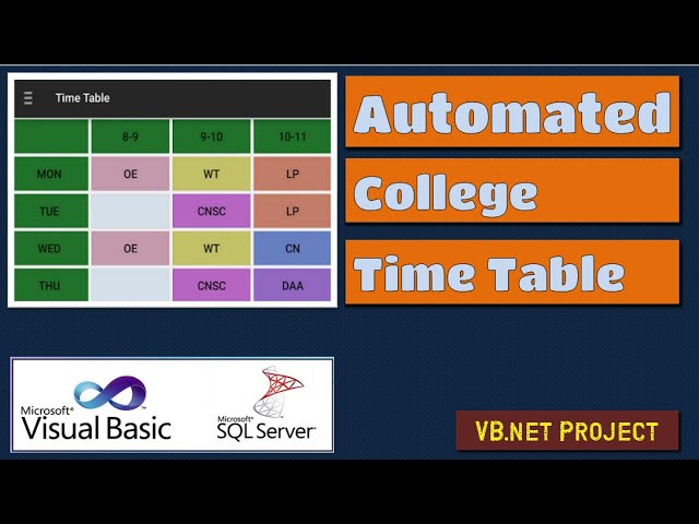 Automated Time Table Generator for college vb.net project with SQL server database | VB185 #highblix