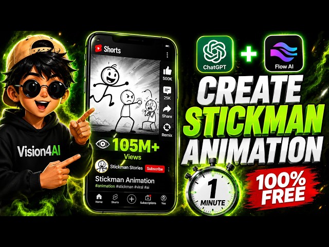 Create Stickman Animation in Just 1 Minute Using AI (100% FREE) 🔥