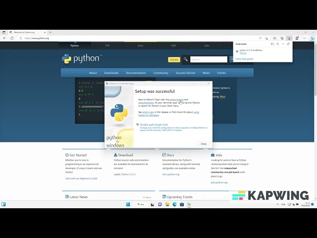 Python indirmek...Dowloading Python