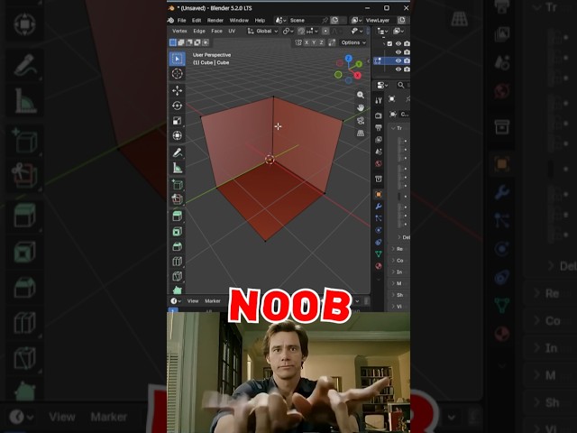 Blender Noob vs PRO: Only ONE Vertex?! 🤯 #blender #3d #trending #cgi #tutorial