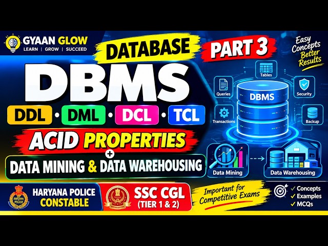 Unlocking Databases: SQL Commands, ACID Rules & Data Mining Secrets Explained | SSC CGL & State Exam