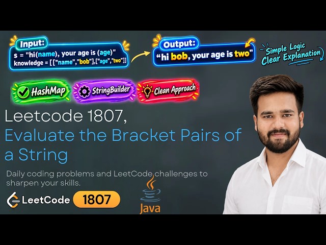 Leetcode 1807 | Evaluate the Bracket Pairs of a String | String Parsing + HashMap | Java Solution