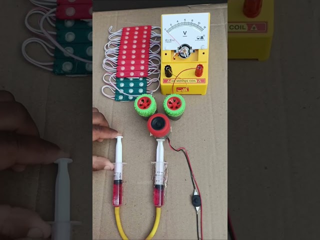 DIY Project:2 Generators →6V Electricity → →30Green LEDs| DC Moving Coil Voltmeter#trending#viral#